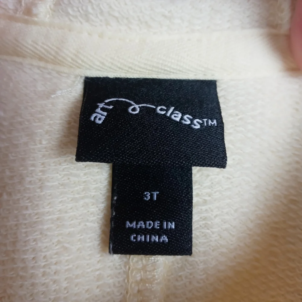 art class girls size 3T light yellow button hooded fun in the sun top